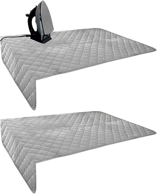 2Pcs Magnetic Ironing Mat Blanket Ironing Board Replacement Heat Resistant Ironing Blanket Portable Magnetic Mat Ironing Mat Replacement Washer Dryer Desktop Laundry Clothes Cover (33.5 * 19, Gray)