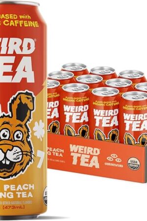 Drink Weird Organic White Peach Oolong Tea, 16oz Cans, Pack of 12