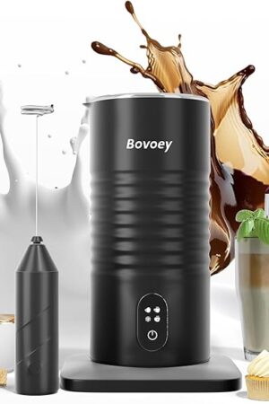 Electric Milk Frother Handheld Bundle,4 in 1 Automatic Milk Frother and Steamer Set,Cold Foam Maker Set for Hot Chocolate,Latte,Cappuccino and Macchiato (Black01)