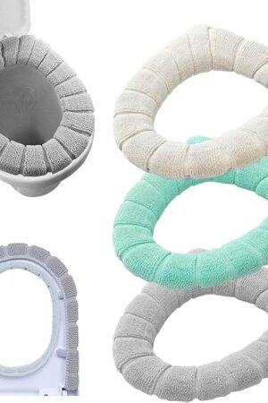 Bathroom Soft Thicker Warmer Stretchable Washable Cloth Toilet Seat Cover Pads 3PCS