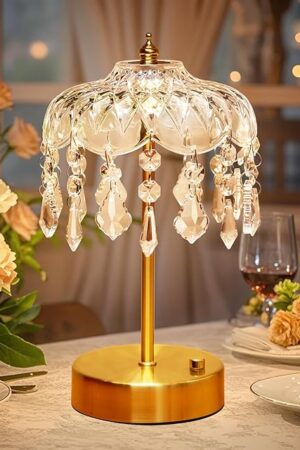 Crystal Lamp, 3 Colors 10 Brightness Vintage Lamp Cordless Lamps,3600mAh Rechargeable Lamps Flower Lamps,Room Decor for Teen Girls,Aesthetic lamp Bedroom Kitchen Bathroom