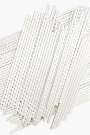 100 Count 6 INCH White Paper Lollipop Sticks,Cake Pop Sticks,Sucker Sticks for Cookies,Rainbow Candy,Chocolate,Cake Topper(Dia 4mm)
