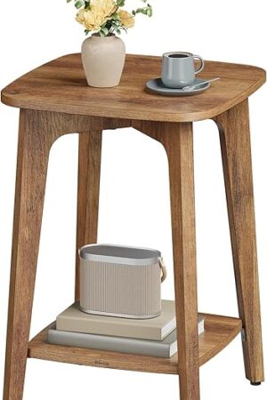 VASAGLE Small Square Side Table, Honey Brown, ULET236K01