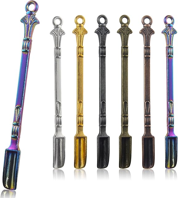 6-Pack Mini Spoons Metal Tiny Shovels 3-Inch Small Medicine Spoon for Home Kitchen Spices, Necklace Charms Pendants DIY Craft Making (Multicolor)