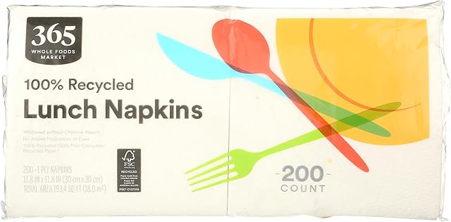 365 by Whole Foods Market, 1-Ply Lunch Napkins, 200 Count