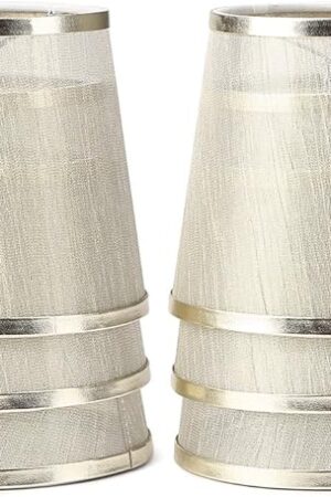 YISUN Crystal Chandelier Mini Lamp Shade 5.5-inch, Bell, Clip On, Champagne Organza (Set of 6, Gold)