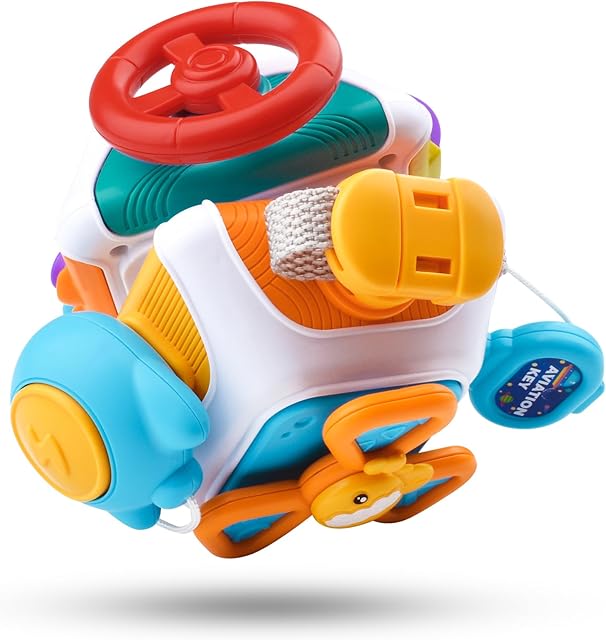The Montessori Toys for 1 2 3 4 5 Year Old Boy Girls Busy Cube Sensory Toddler Toys Age 2-4 Airplane Plane Car Travel Activities Baby Toy for Easter Basket Stuffers for One Year Old 12 18 24 Month