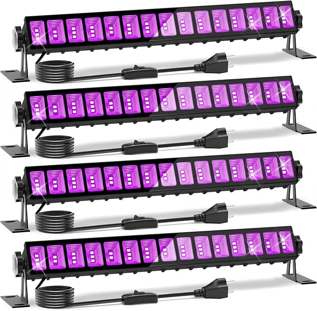 4 Pack LED Black Lights Blacklight Bars