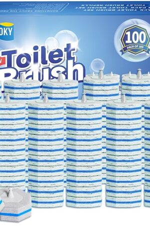 100pc Bulk Toilet Wand Refills - Disposable Toilet Brush Replacement Heads, Value Pack for Household Cleaning Bathroom cleaners Compatible Heads,washroom mats Brush Cleaning System,Clean Refill Pads.