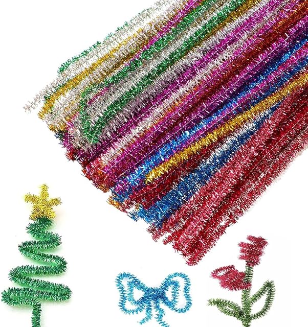 The 100 PCS Pipe Cleaners,Pipe Cleaners for Crafts,Pipe Cleaner Crafts,Chenille Stems for Craft Kids DIY Arts&Crafts Supplies (Shiny 100)