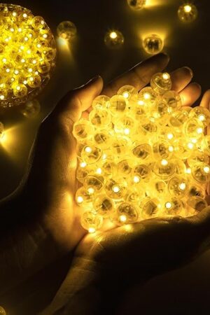100pcs Balloon Lights Mini Led Lights Round Long Standby Time Multicolor Ball Light Paper Lantern Balloons Lights for Birthday Party Christmas Halloween Decoration (Warm White, 100 PCS)