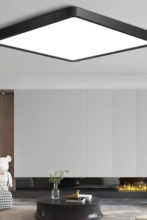 12Inch 24W Square LED Ceiling Light Fixtures Flush Mount, 5000K Daylight White LED Ceiling Lamp, Surface Mount Modern Ceiling Lights, Black Slim Flat Panel Lighting for Bedroom, Kitchen, Bathroom Etc