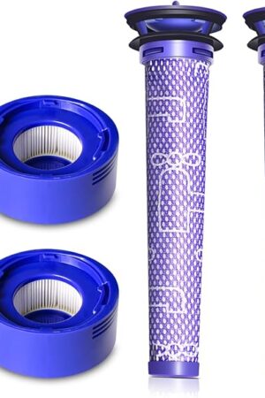 Vacuum Filter Replacement Kit for Dyson V7, V8 Animal, V8 Absolute & SV10 Cordless Vacuum Cleaners, Replaces Part # 965661-01 & 967478-01 (4P)