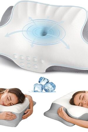 Cervical Neck Pillow for Pain Relief - Ergonomic Memory Foam Pillows for Sleeping, Cooling Side Sleeper Pillow for Neck Support, Contour Orthopedic Bed Pillow for Back Stomach Sleepers