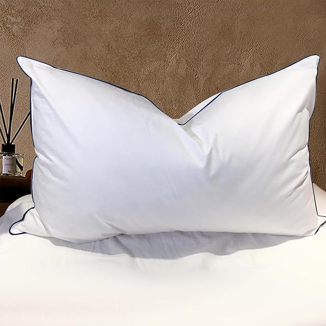 BHZ Goose Down Feather Pillows Queen Size Bed Pillows Hotel Collection for Sleeping Soft and Supportive Pillows for Side Stomach Back Sleepers, Navy