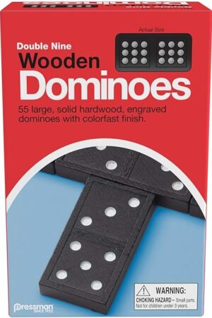 The Pressman 1621-12 Double Nine Wooden Dominoes, 5"
