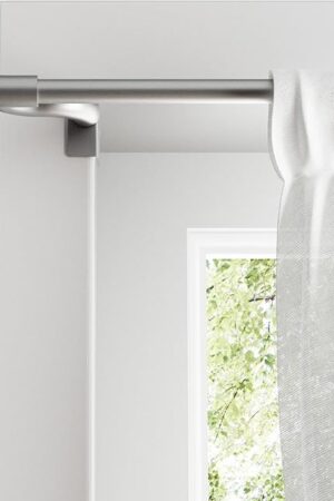 Zenna Home Adjustable Curtain Tension Rod with Decorative Round Finials, No Drill Small Window Rod, Easy Install Expandable Tension Curtain Rod for Windows, 28 to 48 Inch, Brushed Nickel