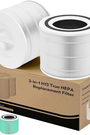 Core 300 Replacement Filter for LEVOIT Core 300/Core 300S/Core300-P Air Purifier, 3-in-1 Filter with H13 True HEPA and Activated Carbon Filter, Part No. Core 300-RF (2 Pack White)