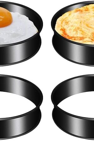 4Pack Crumpet Rings NONSTICK English Muffin Rings 4"-Round Egg Ring -Stainless Steel for Cooking Baking-Round Metal Cooking Ring (4-inch-4PCS)