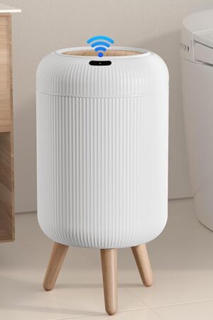 Automatic Motion Sensor Bathroom Trash Can with Lid, 3 Gallon / 11L Touchless Trash Garbage Bin with Removable Legs for Kitchen, Bedroom, Office, Small Trash Cans Trashcan Wastebasket-White