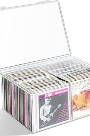 CD Storage Box, Stackable Clear Plastic CD Organizer
