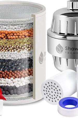 15-Stage Shower Filter – High-Pressure Filtered Shower Head with Vitamin C & E – Removes Impurities for Healthier Skin & Hair – Universal Fit for All Showers
