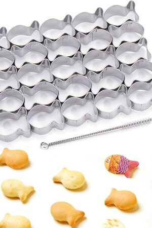 AIERSA Gold Fish Cracker Cutter,25 Cavity Fish Cookie Cutter,Mini Gold Fish Shapes Molds for Cookie,Non-stick Dough, Stainless Steels Cookie Cutters Mold for Baking