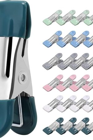 Clothes Pins Heavy Duty 30 Pack, 2.17 Inch Metal Chip Clips, Clothespins for Photo Drying Clothesline Laundry Sock, Bag Clips for Food Kitchen Stainless Steel with Rubber, 6 Colors