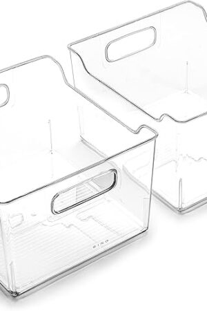 BINO | The Lodge Collection | Plastic Storage Bins - 2 Pack | Multi-Use Organizer With Built-In Handles | BPA-Free | for Pantry, Home, Fridge, and Freezer Organization