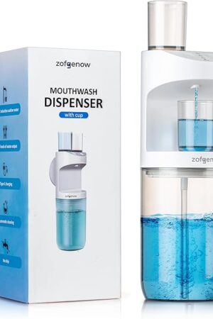 Automatic Mouthwash Dispenser for Bathroom,Bathroom Accessories 19.4 Fl Oz Dispensers with Magnetic Cups,Wall Mounted Dispenser,Suitable for All Age Groups,White