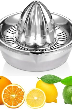 Citrus Lemon Orange Grapefruit Juicer Manual Squeezer 304 Stainless Steel Robust Hand Juicer Reamer Rotation Press with Strainer＆10oz Bowl, 2 Pour Spouts, Dishwasher Safe, Easy to Clean, Heavy Duty
