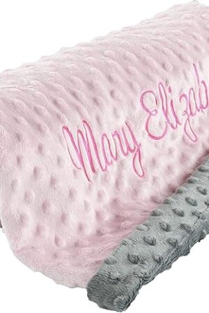 berry bebe Pink Minky Dot Personalized Baby Blanket