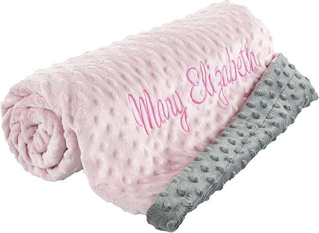 berry bebe Pink Minky Dot Personalized Baby Blanket