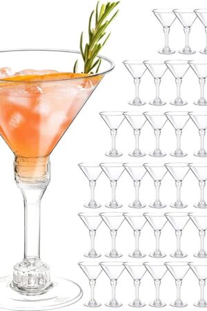 40 Pack Plastic Martini Glasses 5 Oz Disposable Cocktail Glasses, Tall Mini Martini Cups, Plastic Margarita Glasses Perfect for Summer Party Wine, Appetizers, Btirhday Wedding and All Events