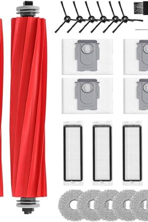 24 Pack Accessories for Roborock Q Revo?Not for Qrevo S/Pro/Plus/Max/Maxv/Master】Robot Vacuum Cleaner Qrevo Replacement Parts, 2 Rolling Brushes 4 Filters 4 Dust Bags 6 Mop Pads 6 Side Brushes