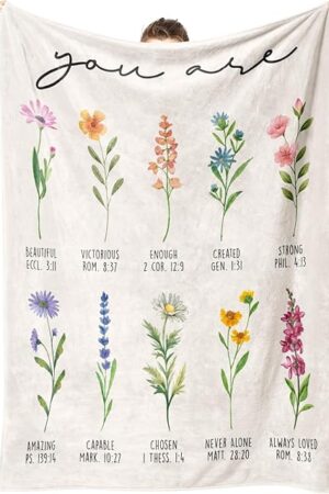 Afterprints Christian Gifts for Women, Christian Blanket with Flowers, Birthday Gifts for Women, Inspirational, Religious Gifts for Sister, Friend, Daughter, Mom, Soft Throw Blankets 50'' x 60''