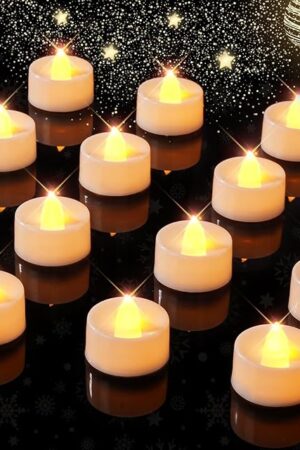 BEICHI Flameless TeaLights Candles with Timer,6 Hours On and 18 Hours Off in 24 Hours Cycle Automatically,Pack of 12 Battery Operated LED Tea Lights Flickering Votive Candles Timer Warm Yellow Light