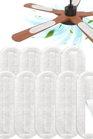 2025 Upgrade 10pcs Ceiling Fan Filters for Blades Easy-Stick Strong Fixity Activated Coconut Carbon Fan Filter for Ceiling Fan, Universal Fan Blade Air Fresh Purifier Cat Litter Box Filter, White