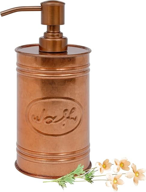Autumn Alley Copper Farmhouse Soap Dispenser Kitchen - Liquid Soap Dispenser for Bathroom - Dispenser for Hand Wash, Sanitizer, Lotion, and Rustic Soap Dispenser Dish with Pump, 17.5 oz, Copper