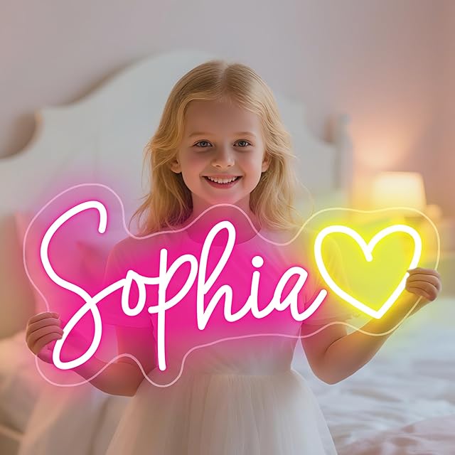 Custom Neon Signs Personalized, Dimmable LED Neon Signs Customizable for Wall Decor, Personalized Neon Light for Wedding, Birthday, Festival Gift, Party, Bar, Salon, Game Room, Business Shop Name, Company Logo (Optional 20" to 55")