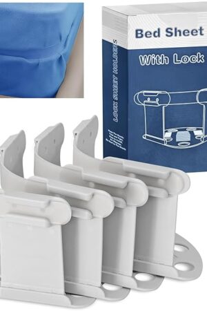 Bed Sheet Holder Set with Lock Strips, Sheet Locks for Fitted Sheets, Bed Sheet Holders for Corners to Keep Sheets Firm & Tight, Universal Lock Sheet Holders, Easy-to-Use Sheet Locks Mattress Sizes