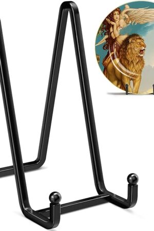 6 Inch Metal Square Picture Frame Easel Stands for Plates, Photos, Decor (Black, 2 Pack)