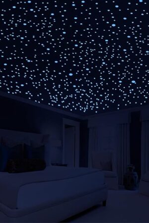 808 PCS Glow in The Dark Stars for Ceiling, Glowing Wall Decals Decor Stickers,(404 Pcs Green and 404 Sky Blue) 3D Adhesive Dots Decor Starry Sky Decor for Kids Bedroom or Birthday Gift