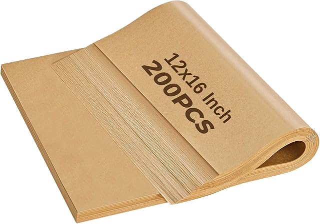 200 Sheets Parchment Paper 12x16 Inch - Precut Baking Sheets for Oven, Air Fryer, Cookie Sheets | Non-Stick, Unbleached, Greaseproof Kitchen Baking Supplies