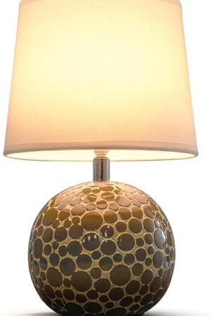 Cordless Rechargeable Ceramic Table Lamp – Battery Operated Light with Remote, RGB Color, Timer, Rotating Shade – 11.4"Small Accent Lamp for Living Room, Dining, Bedroom, Kitchen, Patio, Nightstand