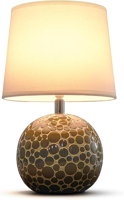 Cordless Rechargeable Ceramic Table Lamp – Battery Operated Light with Remote, RGB Color, Timer, Rotating Shade – 11.4"Small Accent Lamp for Living Room, Dining, Bedroom, Kitchen, Patio, Nightstand