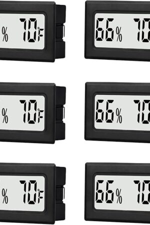 6 Pack Mini Small Digital Hygrometer Thermometer Indoor Temperature and Humidity Meter Gauge with Temp Humidity Sensor Monitor Fahrenheit (℉) for Jars,Home,Room