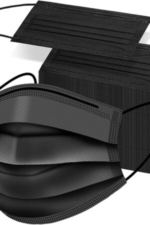 50PCS Disposable Face Masks, Black Masks, 3 Layer Protection Black Disposable Face Masks