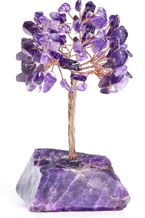 Amethyst Crystal Tree of Life,Money Tree Decorations,Crystals and Healing Stones,Reiki Positive Energy Gemstones,Purple Room Office Desk Feng Shui Decor Meditation Gifts for Women