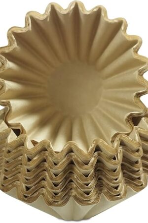 100 Pcs Coffee Filters, 1-4 Cup Basket Coffee Filters, Natural Brown Unbleached Basket Filters Paper for Home, Office Single Cup Coffee Filter